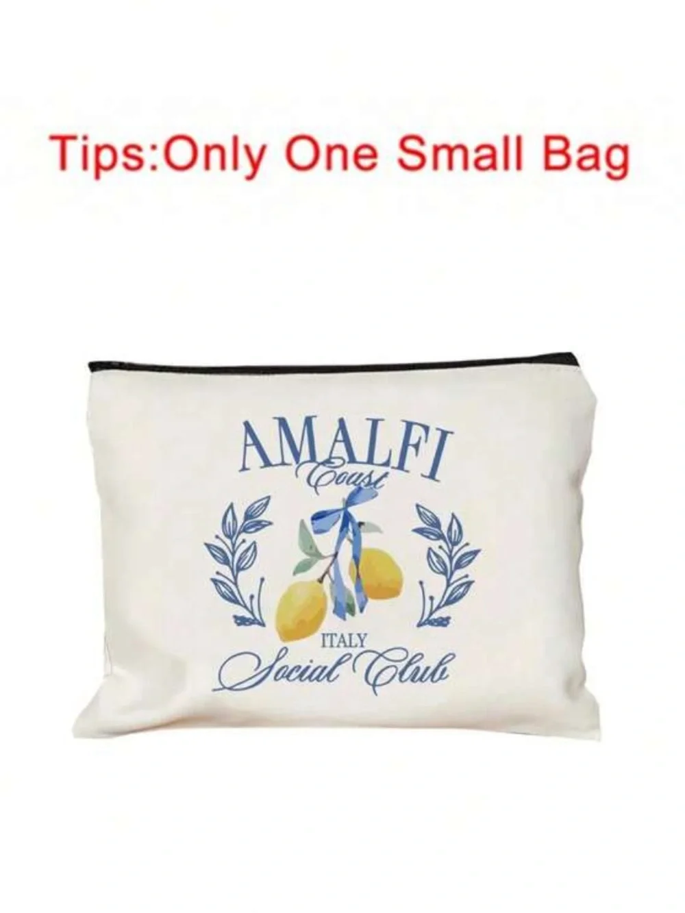 AMALFI Coast Italy Social Club White Lemon Print Pouch